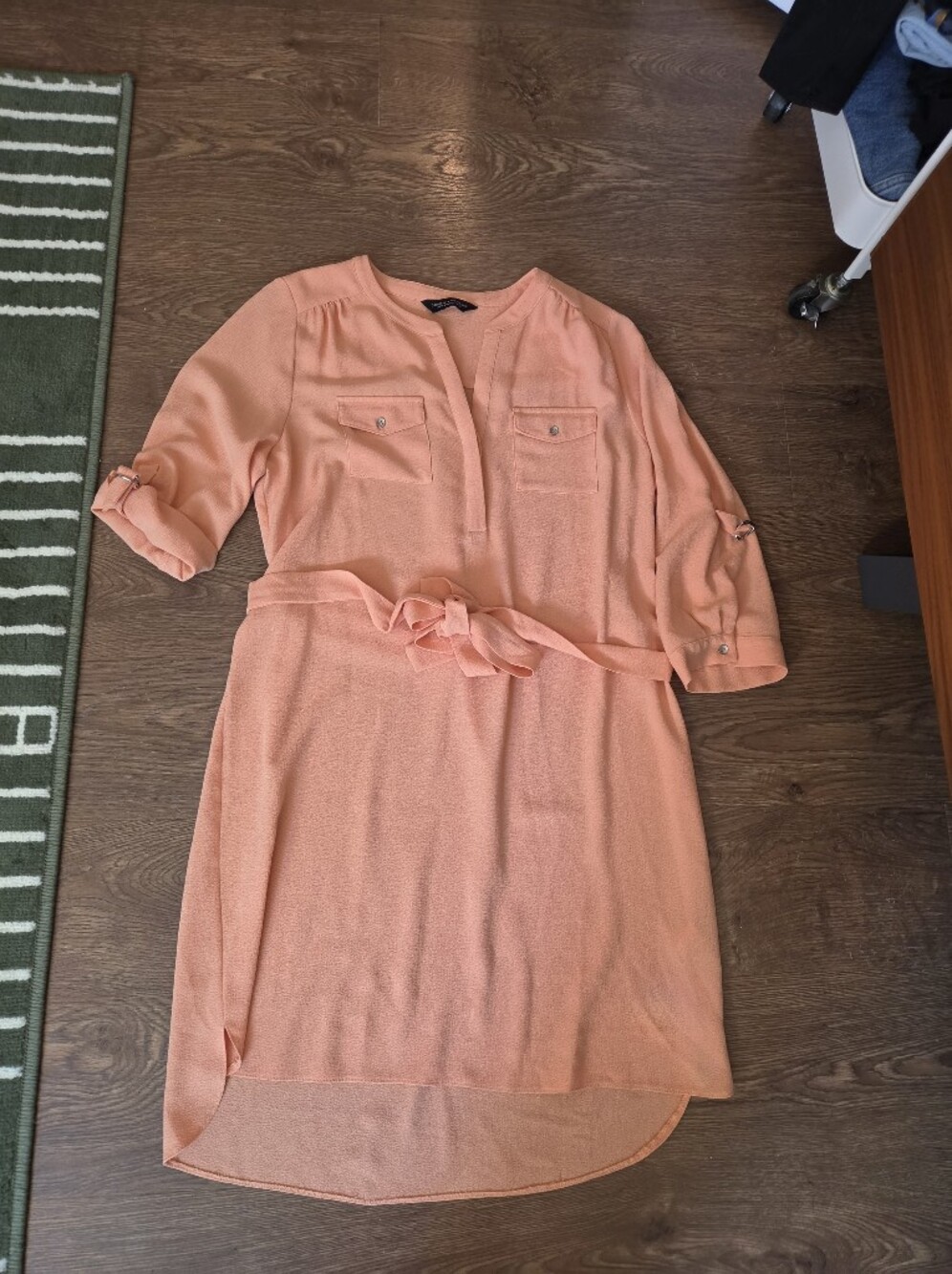 Dorathy Perkins, Peach Belted Midi Dress, UK14